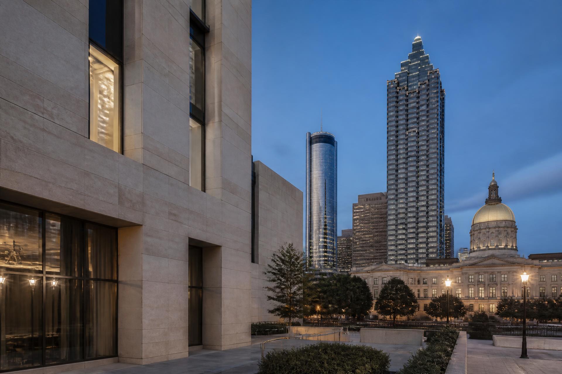 Atlanta civic architecture and skyline at blue hour